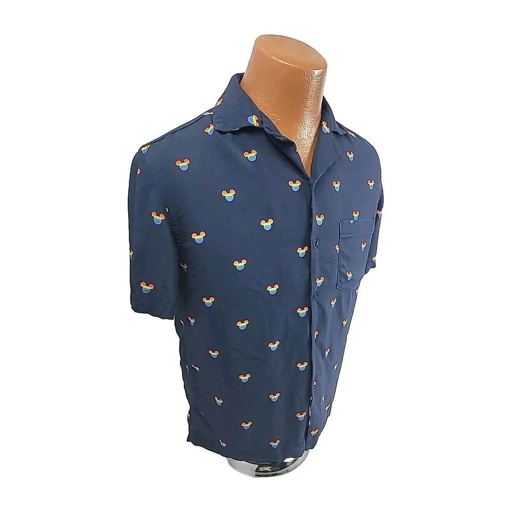 Disney Button Shirt Men's XL‎ Mickey Mouse Pride Rainbow - Picture 3 of 10